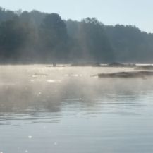 Morning fog as we start to fish